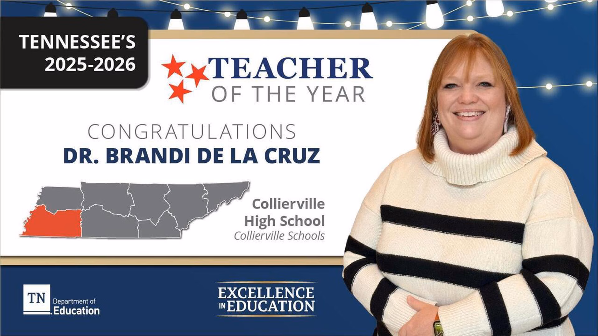 Maestra de la secundaria de Collierville  nombrada “Maestra del Año” de Tennessee